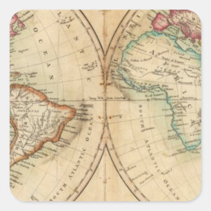 Pegatina Cuadrada Mapa del mundo 3