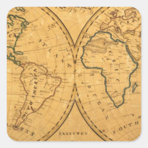 Pegatina Cuadrada Mapa del mundo 5