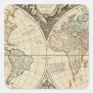 Pegatina Cuadrada Mapa del mundo 8