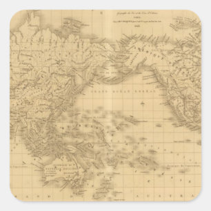 Pegatina Cuadrada Mapa del Mundo Antiguo