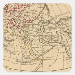 Pegatina Cuadrada Mapa del mundo clásico