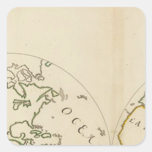 Pegatina Cuadrada Mapa del mundo en 4 porciones