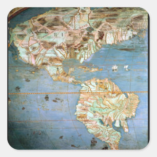 Pegatina Cuadrada Mapa del norte y de Suramérica
