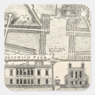 Pegatina Cuadrada Mapa del parque de Greenwich