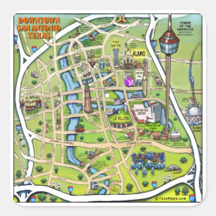 Pegatina Cuadrada Mapa del Personalizado del centro de San Antonio