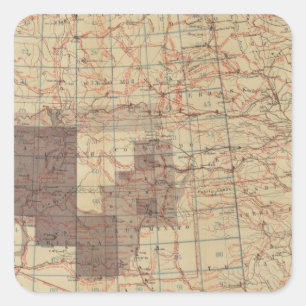 Pegatina Cuadrada Mapa del progreso 1876 de las encuestas sobre