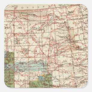 Pegatina Cuadrada Mapa del progreso 1880 de las encuestas sobre