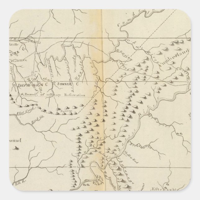 Pegatina Cuadrada Mapa del Tennessee (Anverso)