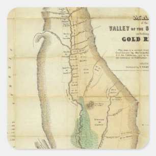 Pegatina Cuadrada Mapa del valle de la Sacramento