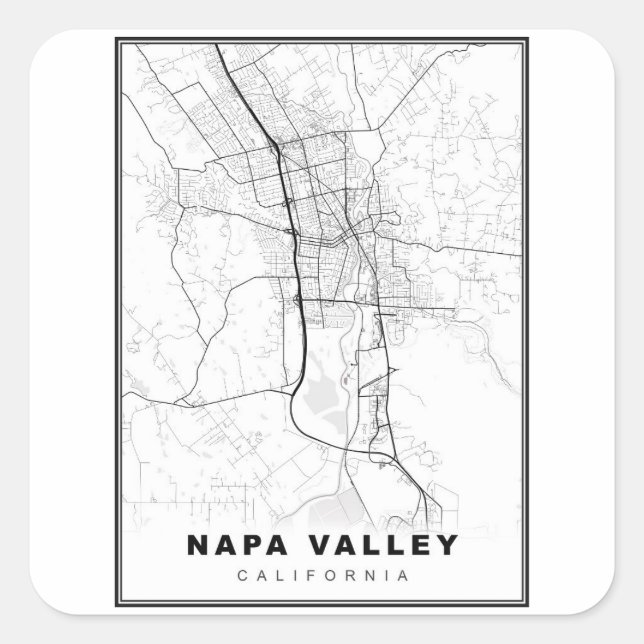 Pegatina Cuadrada Mapa del Valle de Napa (Anverso)