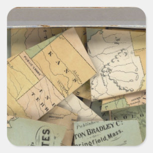 Pegatina Cuadrada Mapa disecado del esquema, los Estados Unidos de