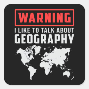 Pegatina Cuadrada Mapa divertido de profesores de geografía continen