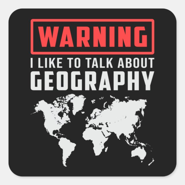 Pegatina Cuadrada Mapa divertido de profesores de geografía continen (Anverso)