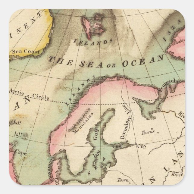 Pegatina Cuadrada Mapa elemental (Anverso)