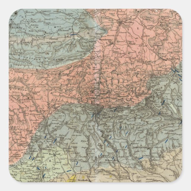 Pegatina Cuadrada Mapa especial de montañas gigantes (Anverso)