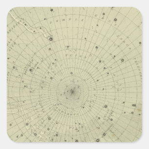 Pegatina Cuadrada Mapa estelar de la región polar sur