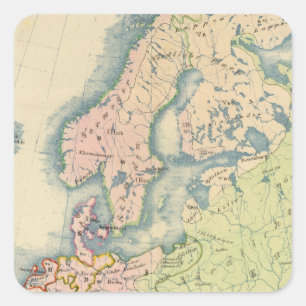 Pegatina Cuadrada Mapa etnográfico de Europa