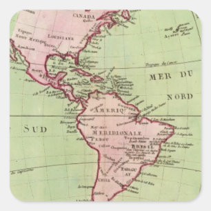 Pegatina Cuadrada Mapa físico de América