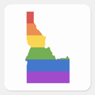 Pegatina Cuadrada Mapa gay de EEUU  Estado de Idaho