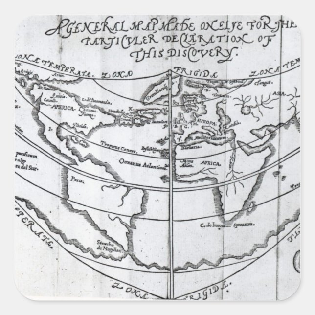 Pegatina Cuadrada Mapa general (Anverso)