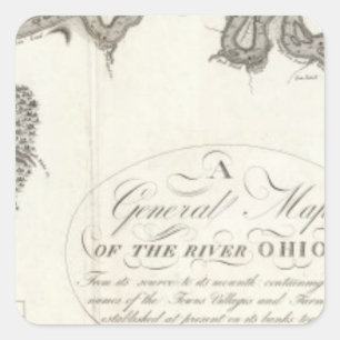 Pegatina Cuadrada Mapa General Del Río Ohio