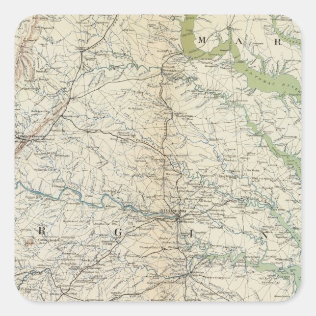 Pegatina Cuadrada Mapa general II (Anverso)