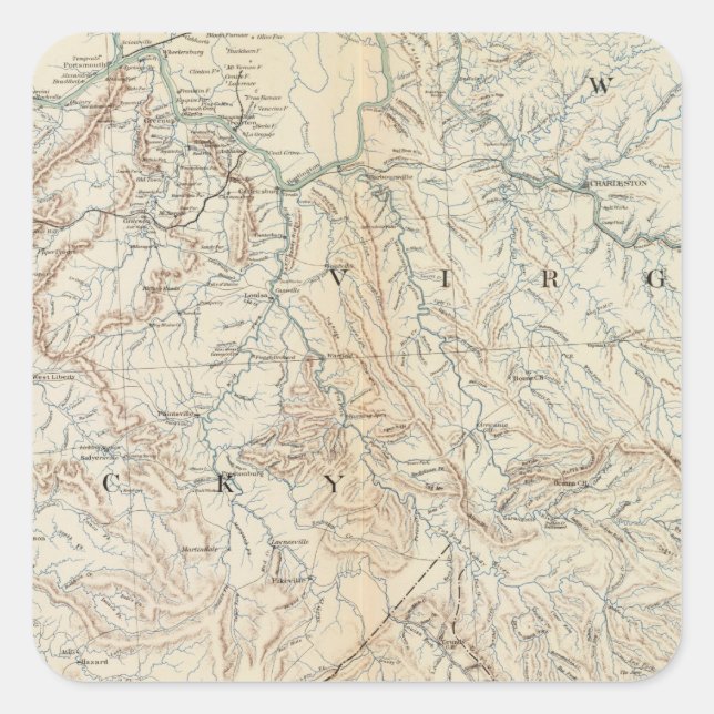 Pegatina Cuadrada Mapa general VI (Anverso)