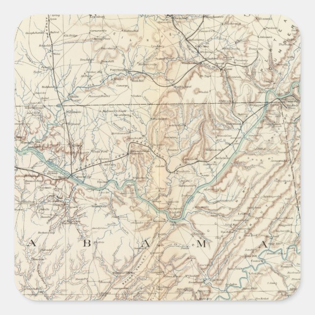 Pegatina Cuadrada Mapa general XIV (Anverso)