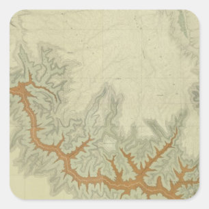 Pegatina Cuadrada Mapa geológico compuesto de la meseta de Kaibab