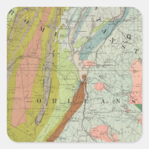 Pegatina Cuadrada Mapa geológico de New Hampshire 3