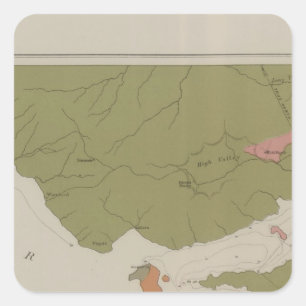 Pegatina Cuadrada Mapa geológico del distrito claro del lago