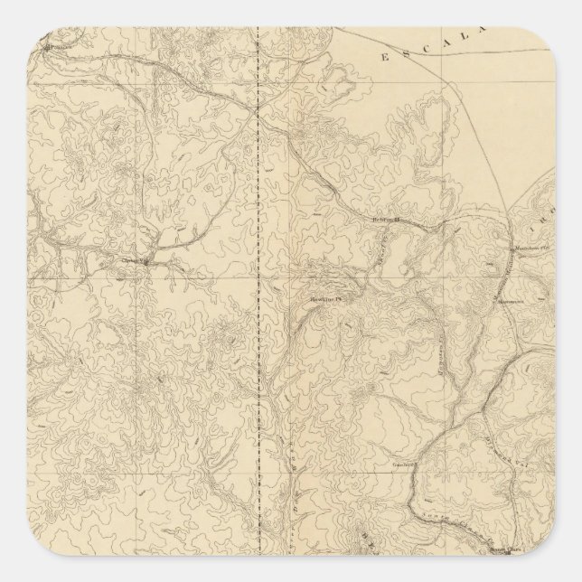 Pegatina Cuadrada Mapa Geológico Que Muestra La Parte Sudoeste (Anverso)