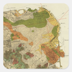 Pegatina Cuadrada Mapa geológico San Francisco
