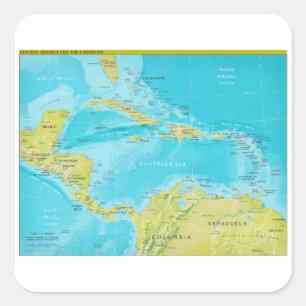 Pegatina Cuadrada Mapa geopolítico regional de América Central
