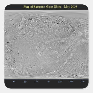 Pegatina Cuadrada Mapa global de la luna de Saturno