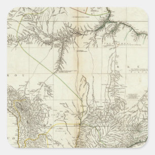 Pegatina Cuadrada Mapa grabado americano compuesto
