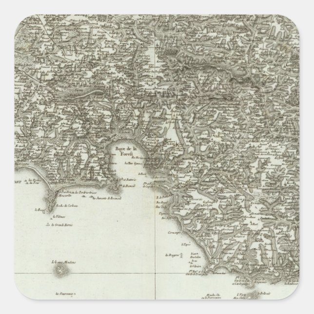 Pegatina Cuadrada Mapa grabado de Francia 2 (Anverso)