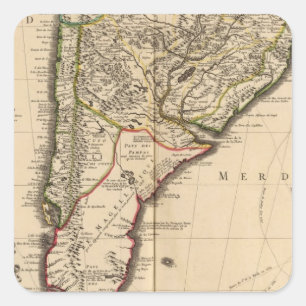 Pegatina Cuadrada Mapa grabado suramericano