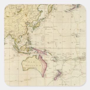 Pegatina Cuadrada Mapa histórico del gráfico general