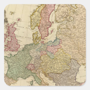 Pegatina Cuadrada Mapa ilustrado de Europa