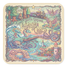 Mapa ilustrado de Santa Cruz California Dreamscape
