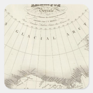 Pegatina Cuadrada Mapa incoloro de Norteamérica