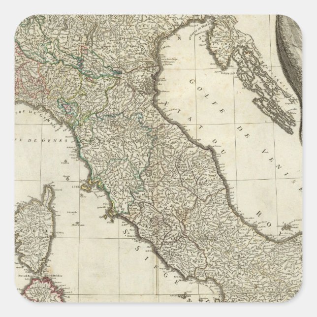 Pegatina Cuadrada Mapa italiano (Anverso)