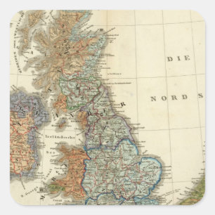 Pegatina Cuadrada Mapa lingüístico de las Islas Británicas