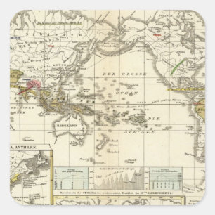 Pegatina Cuadrada Mapa mundial de enfermedades