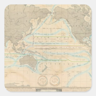 Pegatina Cuadrada Mapa mundial del clima