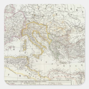 Pegatina Cuadrada Mapa Mundial del Hemisferio Oriental