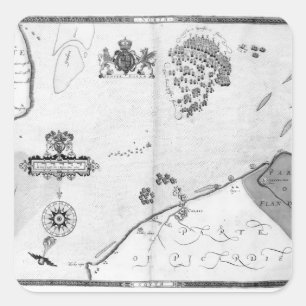 Pegatina Cuadrada Mapa Nº 10 que muestra la ruta de la flota Armada