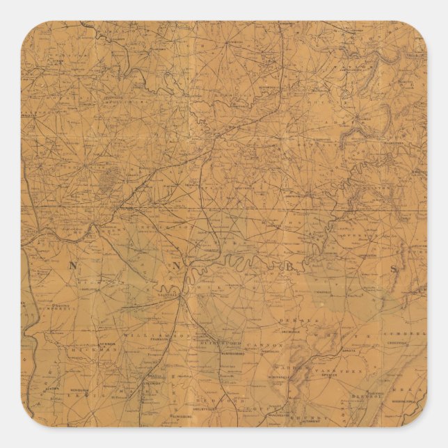 Pegatina Cuadrada Mapa oficial de Lloyd del estado de Tennessee (Anverso)