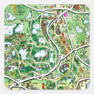 Pegatina Cuadrada Mapa Personalizado de Orlando Florida